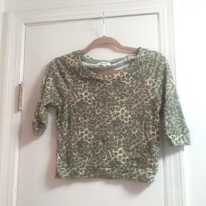 Delia's lime/leopard crop top,  xs